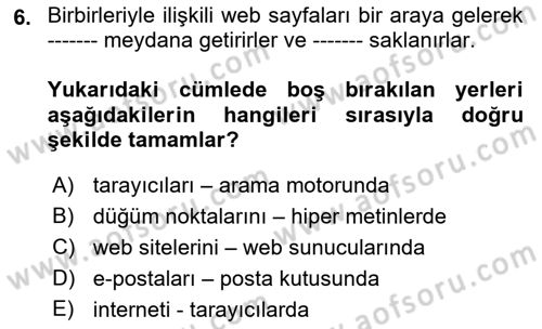 İnternet Ve Web Programlama Dersi 2018 - 2019 Yılı Yaz Okulu Sınav Soruları 6. Soru