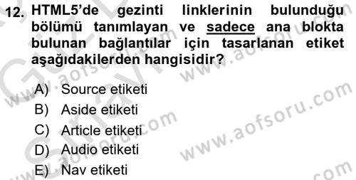 İnternet Ve Web Programlama Dersi 2019 - 2020 Yılı (Vize) Ara Sınav Soruları 12. Soru