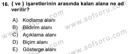 İnternet Ve Web Programlama Dersi 2019 - 2020 Yılı (Vize) Ara Sınav Soruları 16. Soru