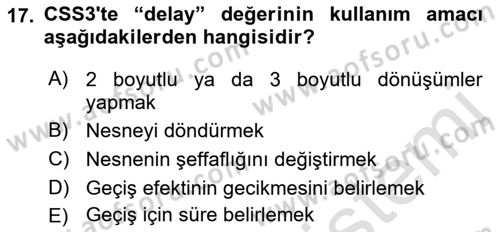 İnternet Ve Web Programlama Dersi 2019 - 2020 Yılı (Vize) Ara Sınav Soruları 17. Soru