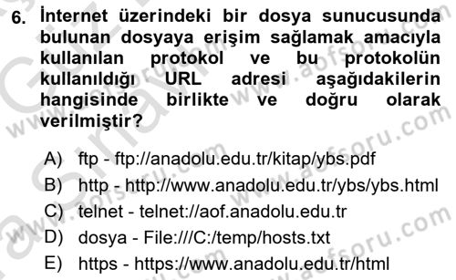 İnternet Ve Web Programlama Dersi 2019 - 2020 Yılı (Vize) Ara Sınav Soruları 6. Soru