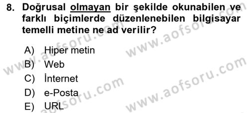 İnternet Ve Web Programlama Dersi 2019 - 2020 Yılı (Vize) Ara Sınav Soruları 8. Soru