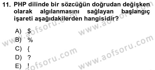 İnternet Ve Web Programlama Dersi 2019 - 2020 Yılı (Final) Dönem Sonu Sınav Soruları 11. Soru