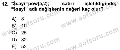 İnternet Ve Web Programlama Dersi 2019 - 2020 Yılı (Final) Dönem Sonu Sınav Soruları 12. Soru