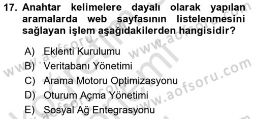 İnternet Ve Web Programlama Dersi 2019 - 2020 Yılı (Final) Dönem Sonu Sınav Soruları 17. Soru