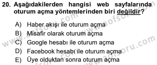 İnternet Ve Web Programlama Dersi 2019 - 2020 Yılı (Final) Dönem Sonu Sınav Soruları 20. Soru