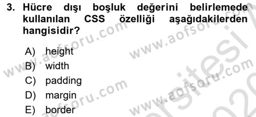İnternet Ve Web Programlama Dersi 2019 - 2020 Yılı (Final) Dönem Sonu Sınav Soruları 3. Soru