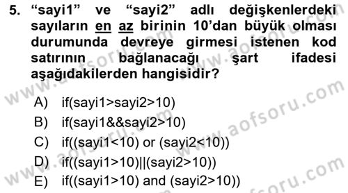 İnternet Ve Web Programlama Dersi 2019 - 2020 Yılı (Final) Dönem Sonu Sınav Soruları 5. Soru