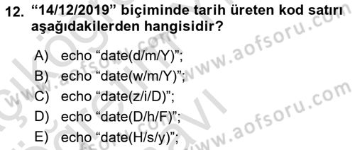 İnternet Ve Web Programlama Dersi 2020 - 2021 Yılı Yaz Okulu Sınav Soruları 12. Soru
