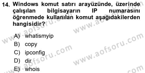 İnternet Ve Web Programlama Dersi 2020 - 2021 Yılı Yaz Okulu Sınav Soruları 14. Soru