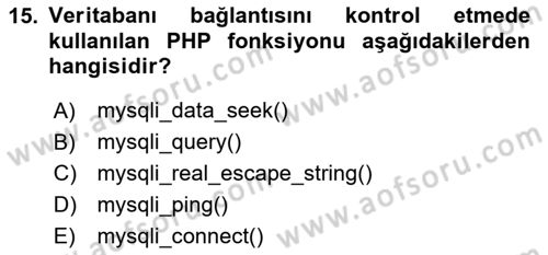 İnternet Ve Web Programlama Dersi 2020 - 2021 Yılı Yaz Okulu Sınav Soruları 15. Soru