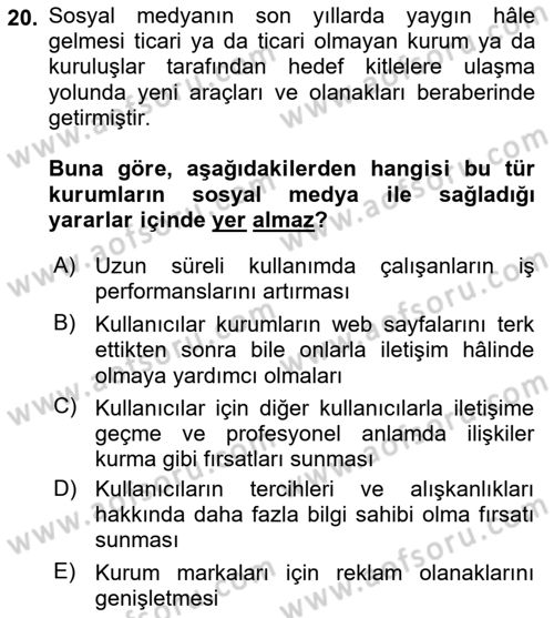 İnternet Ve Web Programlama Dersi 2020 - 2021 Yılı Yaz Okulu Sınav Soruları 20. Soru