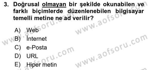 İnternet Ve Web Programlama Dersi 2020 - 2021 Yılı Yaz Okulu Sınav Soruları 3. Soru
