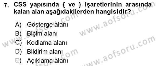 İnternet Ve Web Programlama Dersi 2020 - 2021 Yılı Yaz Okulu Sınav Soruları 7. Soru