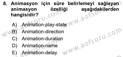 İnternet Ve Web Programlama Dersi 2020 - 2021 Yılı Yaz Okulu Sınav Soruları 8. Soru