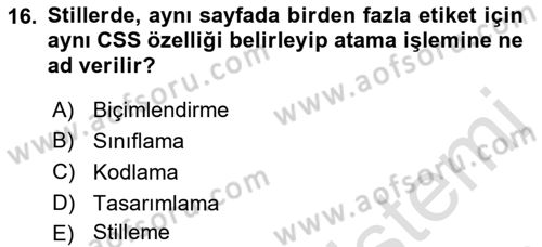 İnternet Ve Web Programlama Dersi 2021 - 2022 Yılı (Vize) Ara Sınav Soruları 16. Soru
