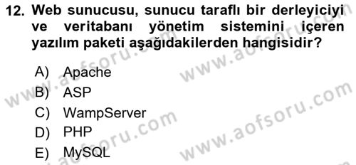 İnternet Ve Web Programlama Dersi 2021 - 2022 Yılı (Final) Dönem Sonu Sınav Soruları 12. Soru