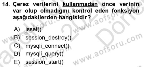 İnternet Ve Web Programlama Dersi 2021 - 2022 Yılı (Final) Dönem Sonu Sınav Soruları 14. Soru