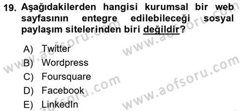 İnternet Ve Web Programlama Dersi 2021 - 2022 Yılı (Final) Dönem Sonu Sınav Soruları 19. Soru