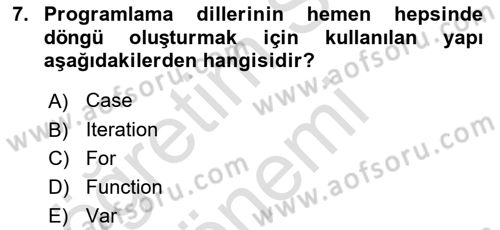 İnternet Ve Web Programlama Dersi 2021 - 2022 Yılı (Final) Dönem Sonu Sınav Soruları 7. Soru