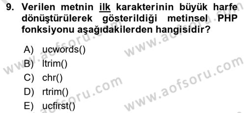 İnternet Ve Web Programlama Dersi 2021 - 2022 Yılı (Final) Dönem Sonu Sınav Soruları 9. Soru