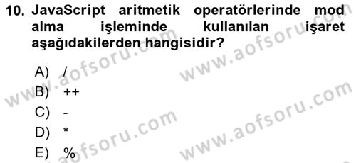 İnternet Ve Web Programlama Dersi 2021 - 2022 Yılı Yaz Okulu Sınav Soruları 10. Soru