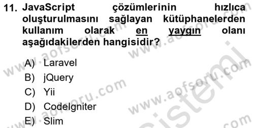 İnternet Ve Web Programlama Dersi 2021 - 2022 Yılı Yaz Okulu Sınav Soruları 11. Soru