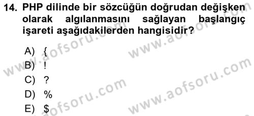 İnternet Ve Web Programlama Dersi 2021 - 2022 Yılı Yaz Okulu Sınav Soruları 14. Soru