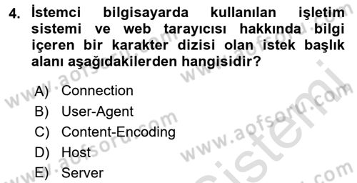 İnternet Ve Web Programlama Dersi 2021 - 2022 Yılı Yaz Okulu Sınav Soruları 4. Soru