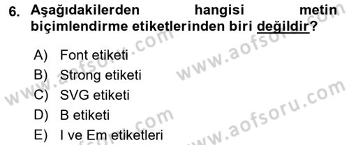İnternet Ve Web Programlama Dersi 2021 - 2022 Yılı Yaz Okulu Sınav Soruları 6. Soru