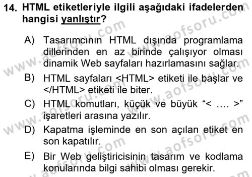İnternet Ve Web Programlama Dersi 2022 - 2023 Yılı (Vize) Ara Sınav Soruları 14. Soru