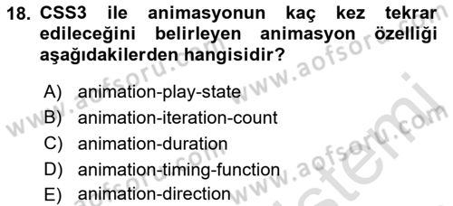 İnternet Ve Web Programlama Dersi 2022 - 2023 Yılı (Vize) Ara Sınav Soruları 18. Soru