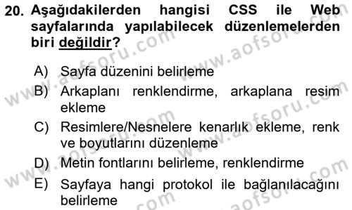 İnternet Ve Web Programlama Dersi 2022 - 2023 Yılı (Vize) Ara Sınav Soruları 20. Soru
