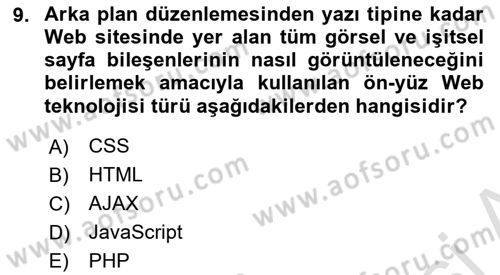 İnternet Ve Web Programlama Dersi 2022 - 2023 Yılı (Vize) Ara Sınav Soruları 9. Soru