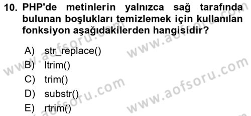 İnternet Ve Web Programlama Dersi 2022 - 2023 Yılı (Final) Dönem Sonu Sınav Soruları 10. Soru