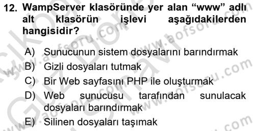 İnternet Ve Web Programlama Dersi 2022 - 2023 Yılı (Final) Dönem Sonu Sınav Soruları 12. Soru