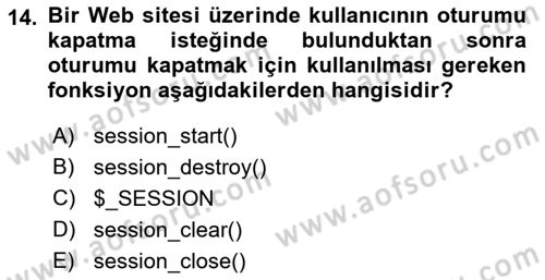 İnternet Ve Web Programlama Dersi 2022 - 2023 Yılı (Final) Dönem Sonu Sınav Soruları 14. Soru