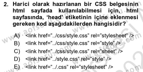 İnternet Ve Web Programlama Dersi 2022 - 2023 Yılı (Final) Dönem Sonu Sınav Soruları 2. Soru