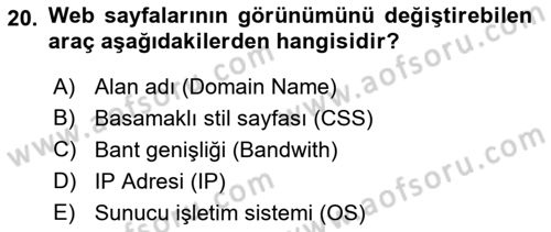 İnternet Ve Web Programlama Dersi 2022 - 2023 Yılı (Final) Dönem Sonu Sınav Soruları 20. Soru