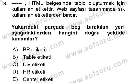 İnternet Ve Web Programlama Dersi 2022 - 2023 Yılı (Final) Dönem Sonu Sınav Soruları 3. Soru