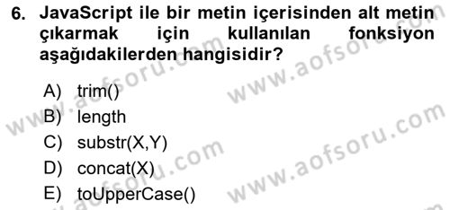 İnternet Ve Web Programlama Dersi 2022 - 2023 Yılı (Final) Dönem Sonu Sınav Soruları 6. Soru