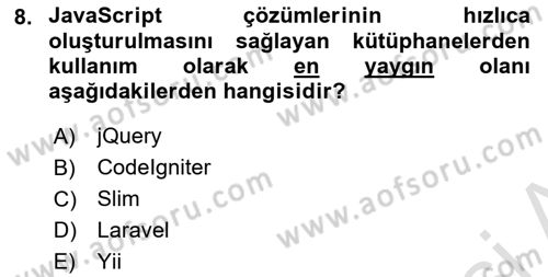 İnternet Ve Web Programlama Dersi 2022 - 2023 Yılı (Final) Dönem Sonu Sınav Soruları 8. Soru
