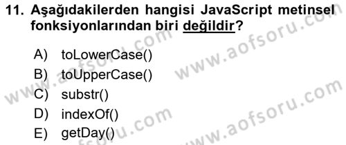 İnternet Ve Web Programlama Dersi 2022 - 2023 Yılı Yaz Okulu Sınav Soruları 11. Soru