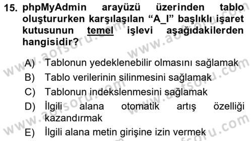 İnternet Ve Web Programlama Dersi 2022 - 2023 Yılı Yaz Okulu Sınav Soruları 15. Soru