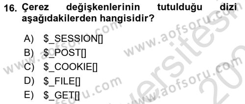 İnternet Ve Web Programlama Dersi 2022 - 2023 Yılı Yaz Okulu Sınav Soruları 16. Soru