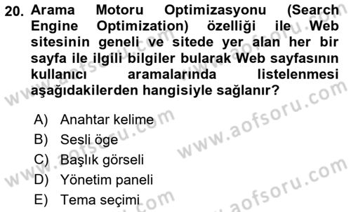 İnternet Ve Web Programlama Dersi 2022 - 2023 Yılı Yaz Okulu Sınav Soruları 20. Soru