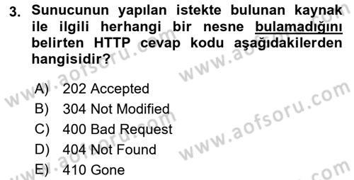 İnternet Ve Web Programlama Dersi 2022 - 2023 Yılı Yaz Okulu Sınav Soruları 3. Soru