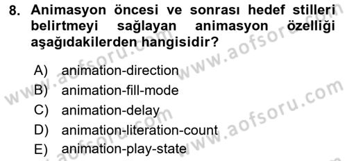 İnternet Ve Web Programlama Dersi 2022 - 2023 Yılı Yaz Okulu Sınav Soruları 8. Soru
