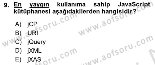 İnternet Ve Web Programlama Dersi 2022 - 2023 Yılı Yaz Okulu Sınav Soruları 9. Soru