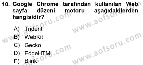 İnternet Ve Web Programlama Dersi 2023 - 2024 Yılı (Vize) Ara Sınav Soruları 10. Soru
